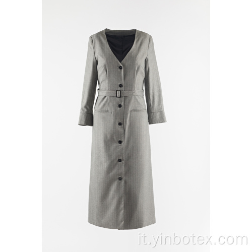 Cappotto lungo a righe da donna